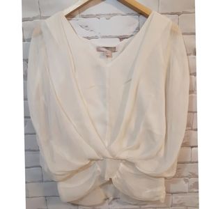 Silk Blouse with Sheer Sleeves